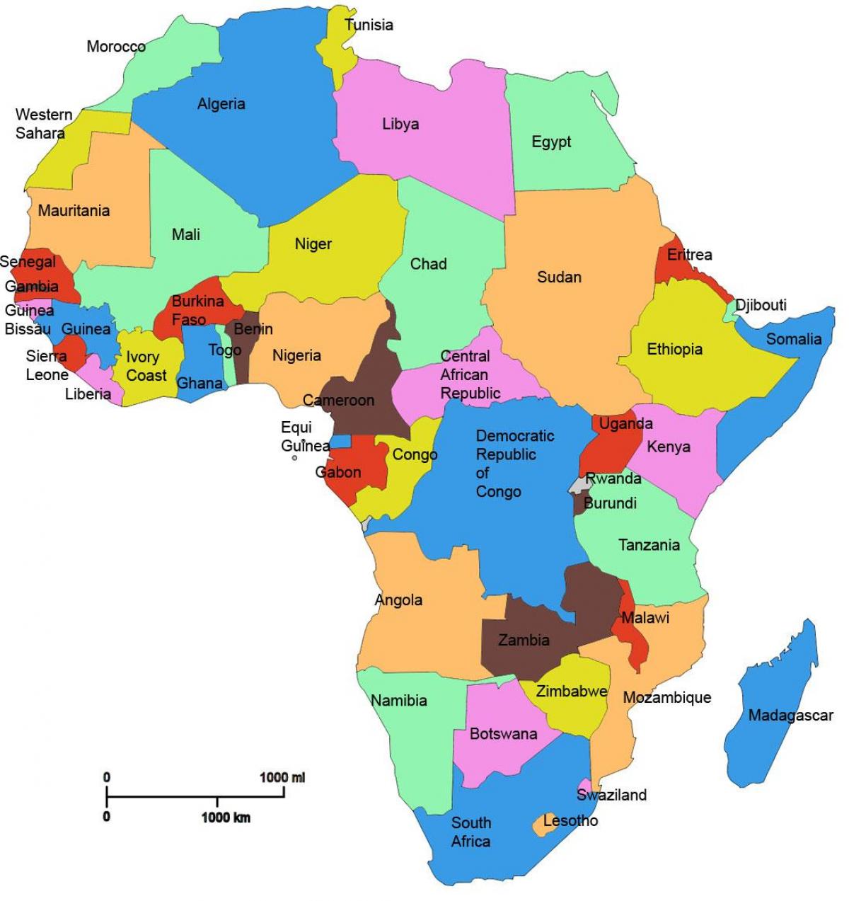 քարտեզ Աֆրիկայի, ի ցույց տալով Տանզանիայի