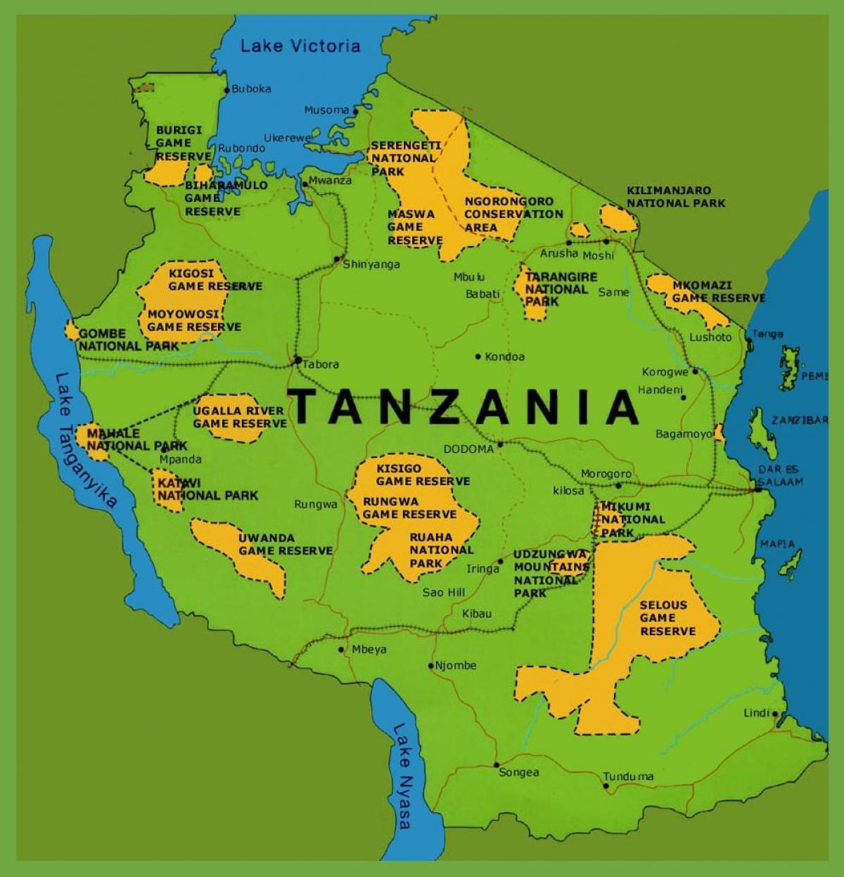 քարտեզի վրա Տանզանիայի