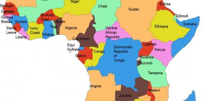 Քարտեզ Աֆրիկայի, ի ցույց տալով Տանզանիայի