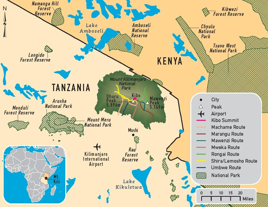 Քարտեզ Տանզանիա Kilimanjaro