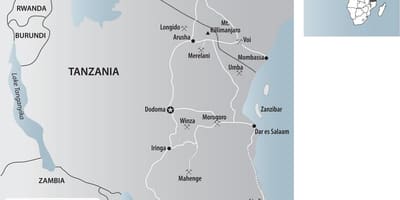 Քարտեզ ոսկու հանքերի Տանզանիայում 