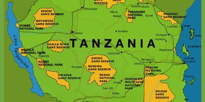 Քարտեզի վրա Տանզանիայի